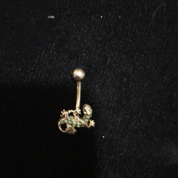 Aquamarine Jeweled Gecko Naval Jewelry - Picture 1 of 1